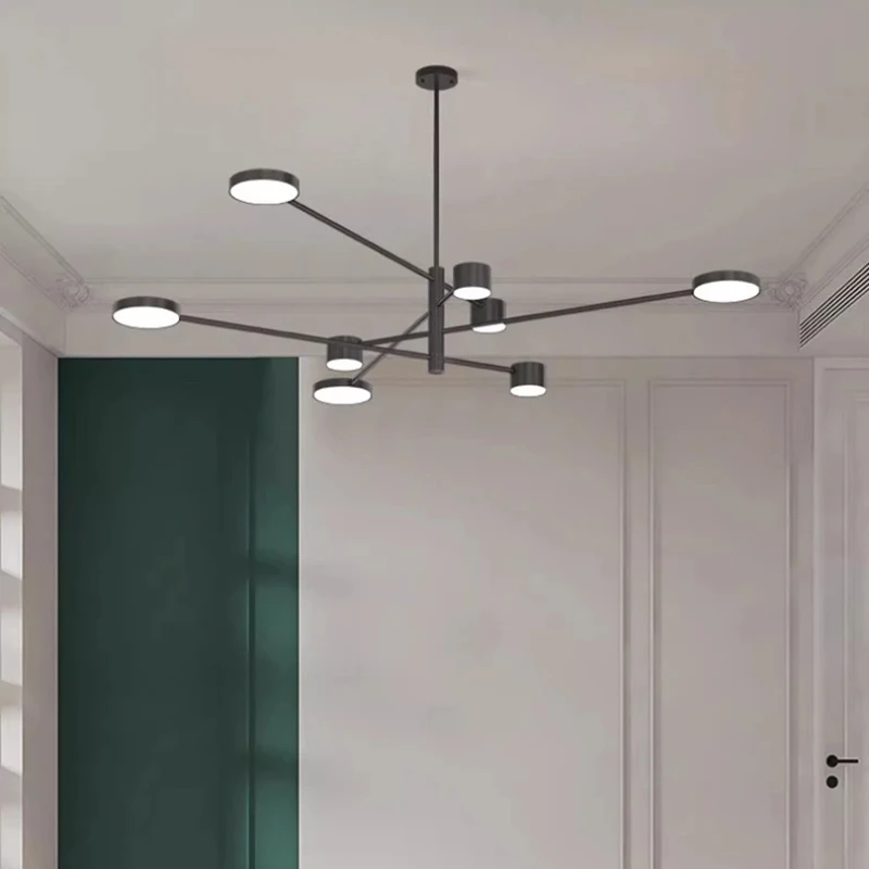 

French Fashionable and simple black long pole LED chandelier Ceiling luminaire lustre Kitchen island Cafe pendant lamp Dimmable