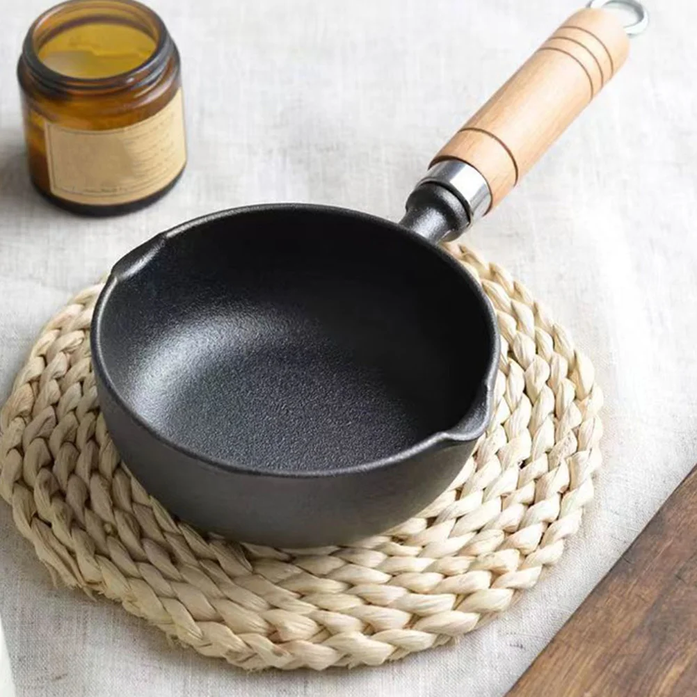 

2Pcs Mini Cast Iron Skillet 13Cm Small Frying Pan Oil Heating Pan Melting Butter Chocolate Cheese Dumplings Cooking