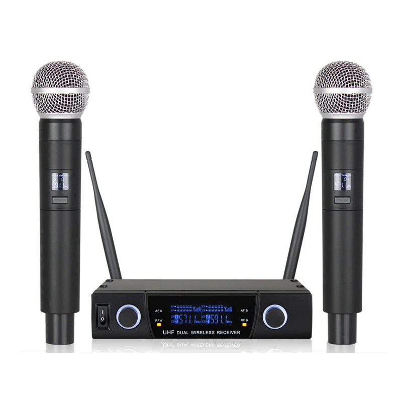 

2021 Professional Handheld Cordless Dual Multi Channel Vocal Mic BT Wireless Microphone for Karaoke Streaming