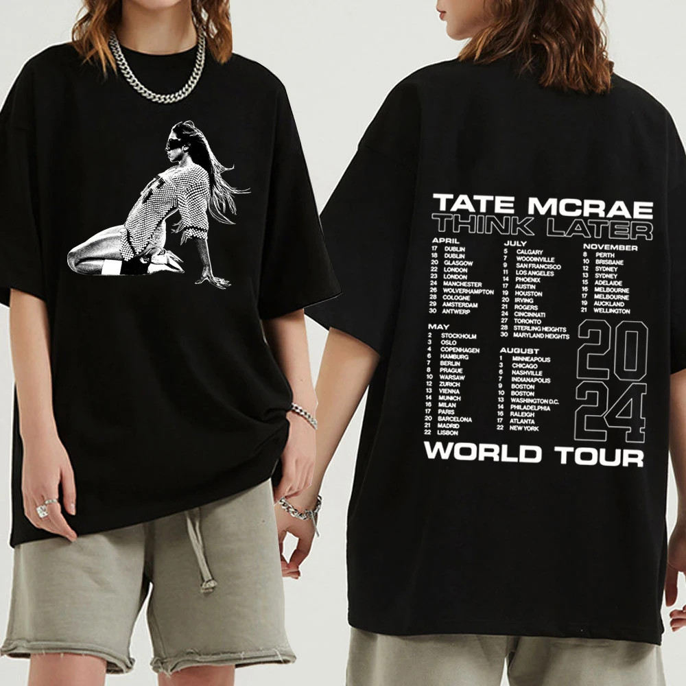 Tate McRae 2024 Tour T-Shirts Harajuku Hip Hop O-Neck Short Sleeve Shirts