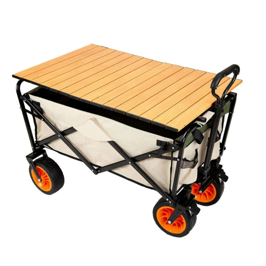 POTEA Foldable Camping Trolley Tabletop Table Board Wagon Trailer Cover Aluminum Alloy Garden Outdoor Beach Camping Trailer Cove