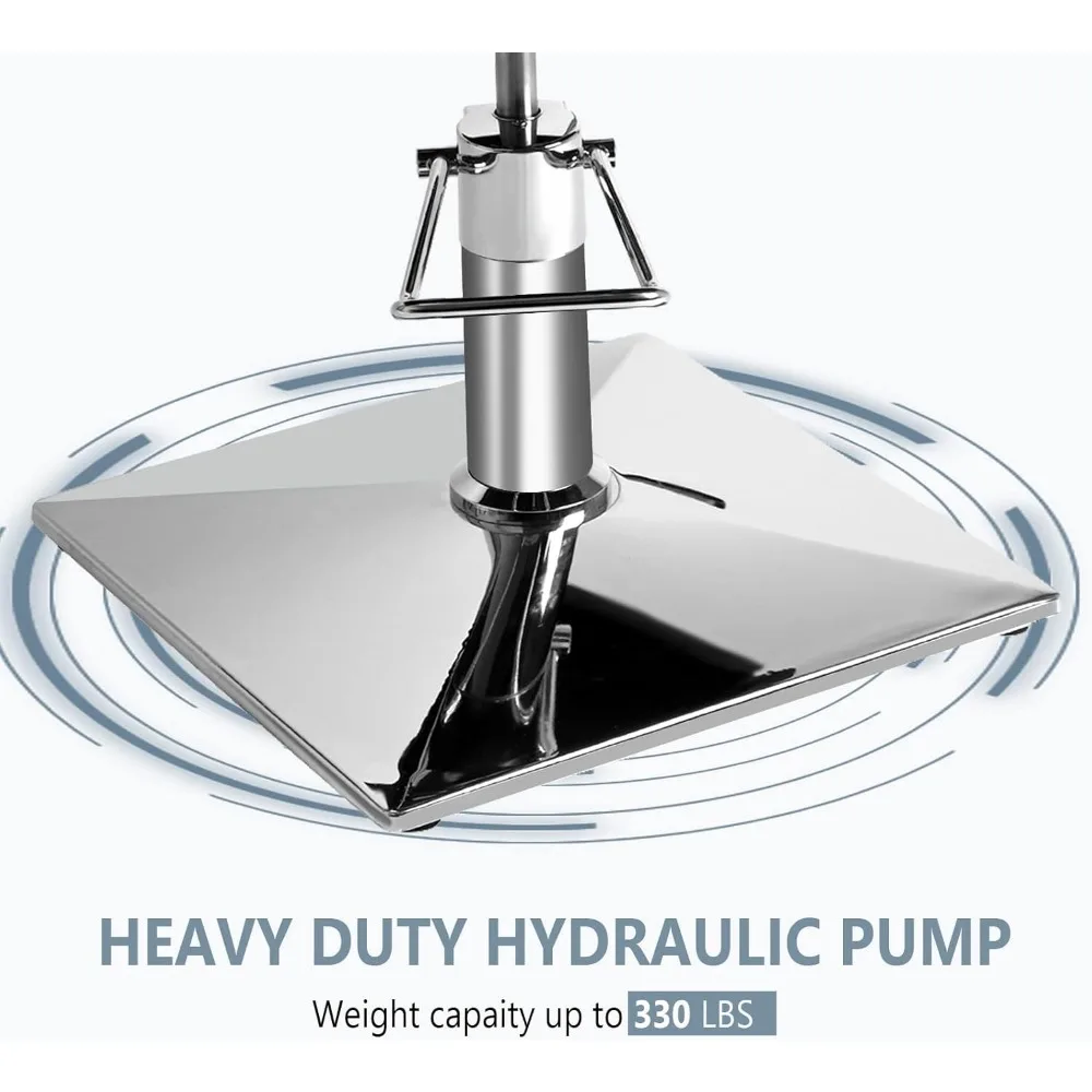 كرسي تصفيف هيدروليكي لصالونات الشعر - كرسي حلاق حديث بقاعدة مربعة ومسند للقدمين وميزات دوارة 360 درجة ومريحة