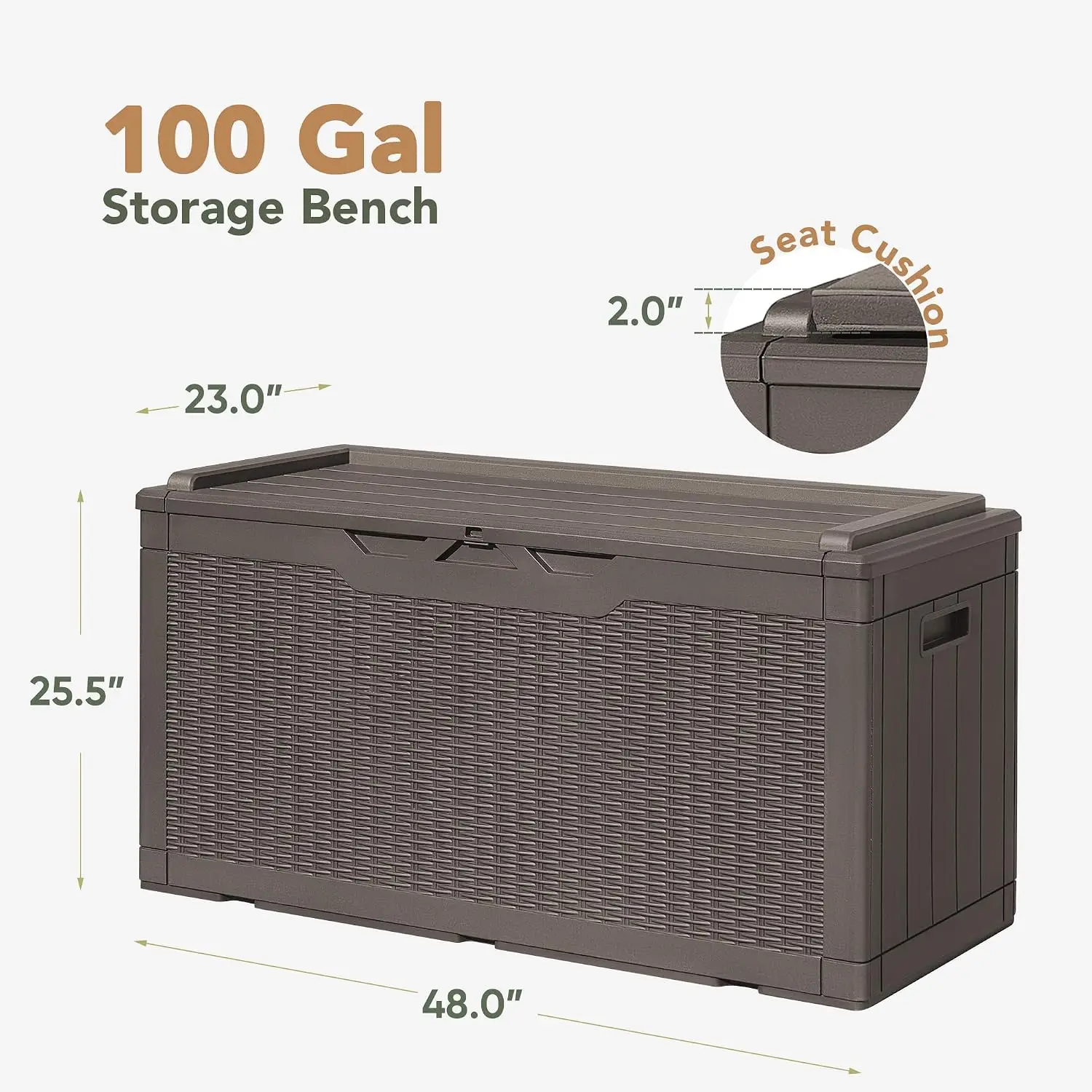 105 Gallon Deck Box Waterproof, Outdoor Storage Box with Cushion