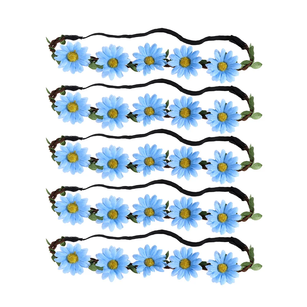 

5pcs Sunflower Hair Band Hawaiian Flower Wreath For Beach Party Tropical Event Decor Photo Prop Flower Hair Accessories