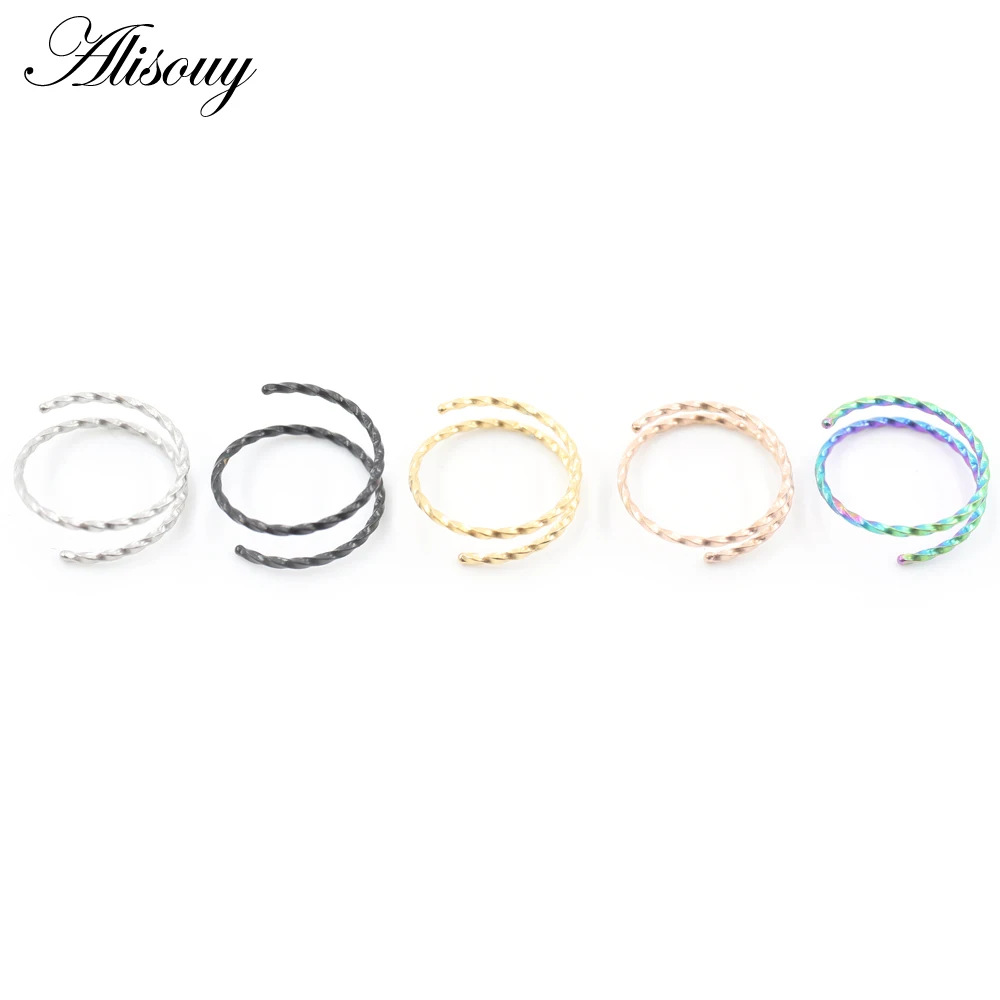 2 Pièces Anneaux de Nez Septum en Acier Inoxydable à Double Spirale Torsadée 20G, Boucles d'Oreilles Captives pour Cartilage, Bijoux de Piercing Corporel