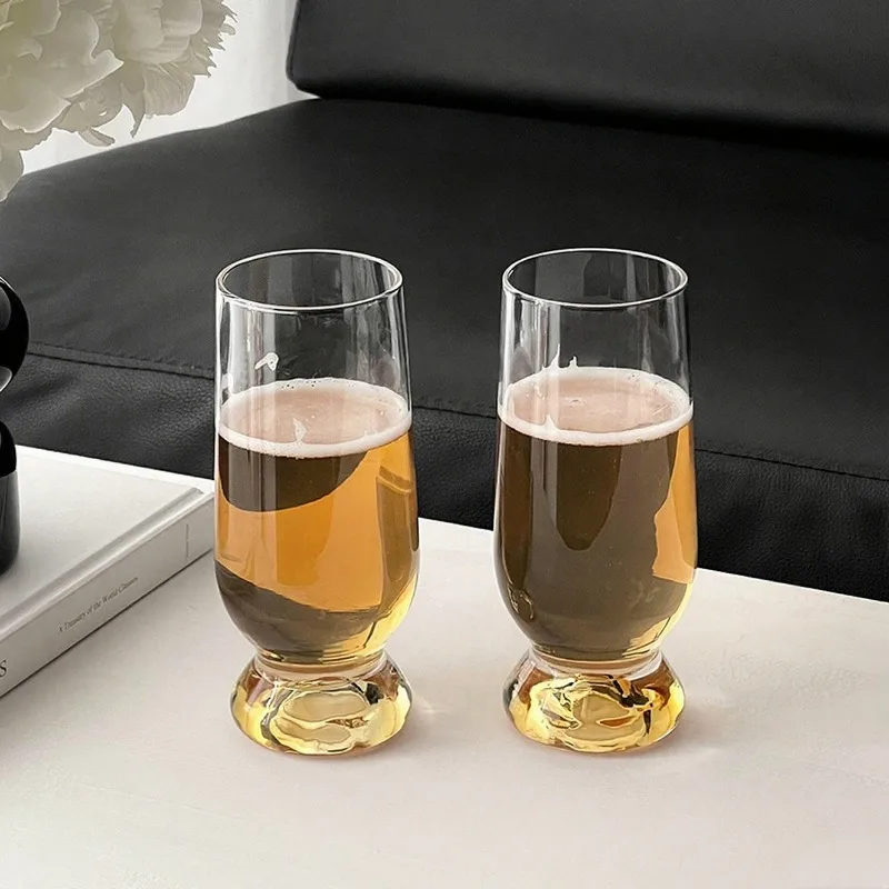 Glass Beer Cup,Premium Golden Mountain Craft Beer Glass Cups,Wheat Draft Beer Mugs,Cold Drink Cup,Juice Wine Glasses Cups