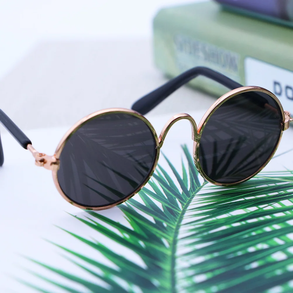 

2Pcs Pet Sunglasses Small Dogs Cats Fashion Metal Frame Stylish Protective Glasses Blue Green Black for Photography