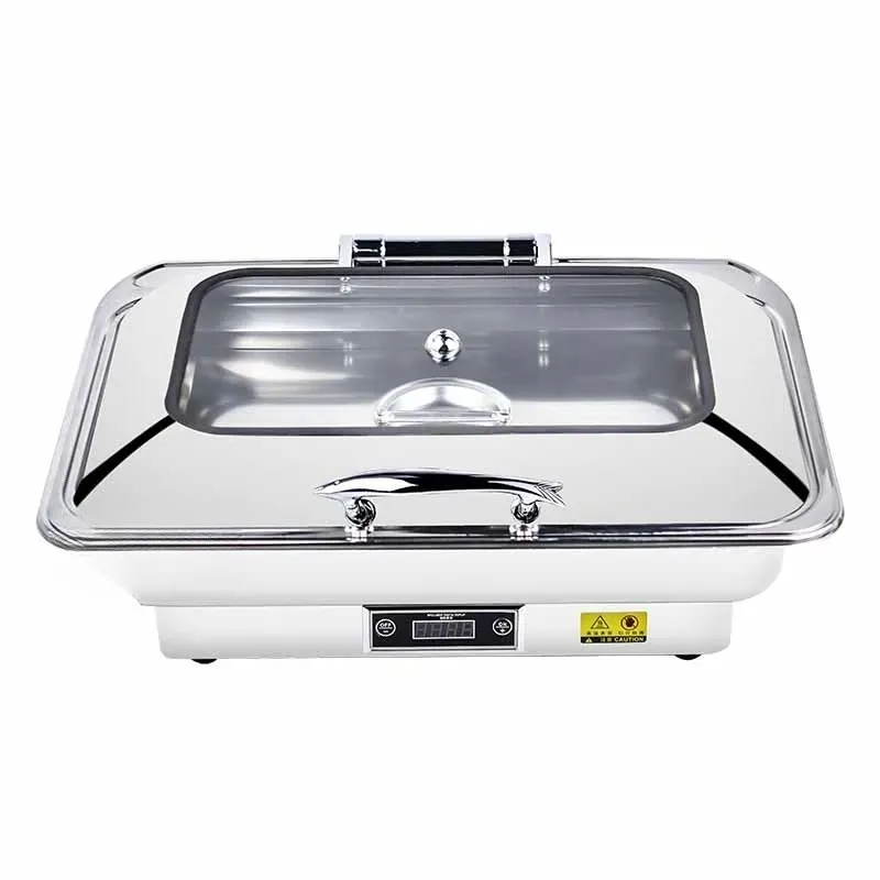 Stainless Steel Digital Electric Food Warmer with Visible Lid Soup Buffet Storage Stove Machine for Keeping Food Warm