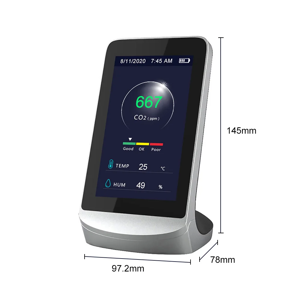 Dienmern-高品質の検出器dm72c,Tuya,wifi,co2 ppm,ホルムアルデヒドモニター,温度および湿度アナライザー,新品