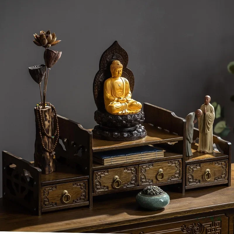 DSA Buddha statue offering table base God of Wealth placement frame Shrine shrine cabinet Household Buddha offering table