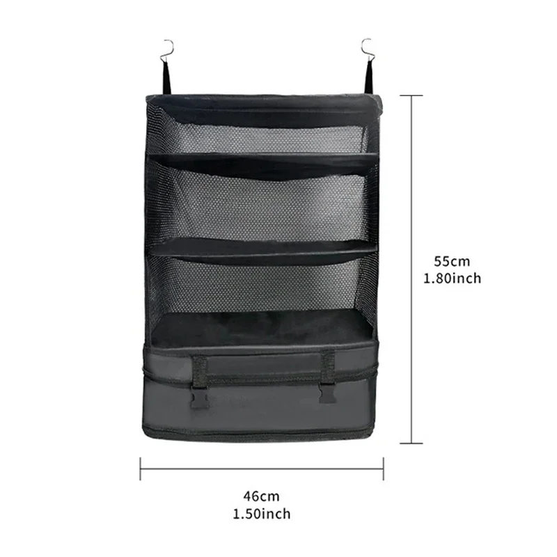 Travel Luggage Organizer Portable Travel Shelves Bag 3-Shelf Suitcase Packing Cube Collapsible Hanging Closet Storage Bag Space - view 2