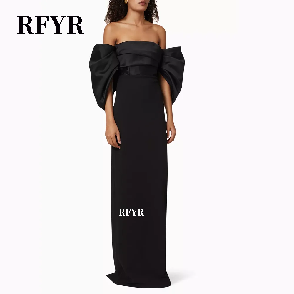 

RFYR Off Shoulder Evening Dress Straight Party Dresses for Women Back Slit Long Celebrity Dresses vestidos de fiesta