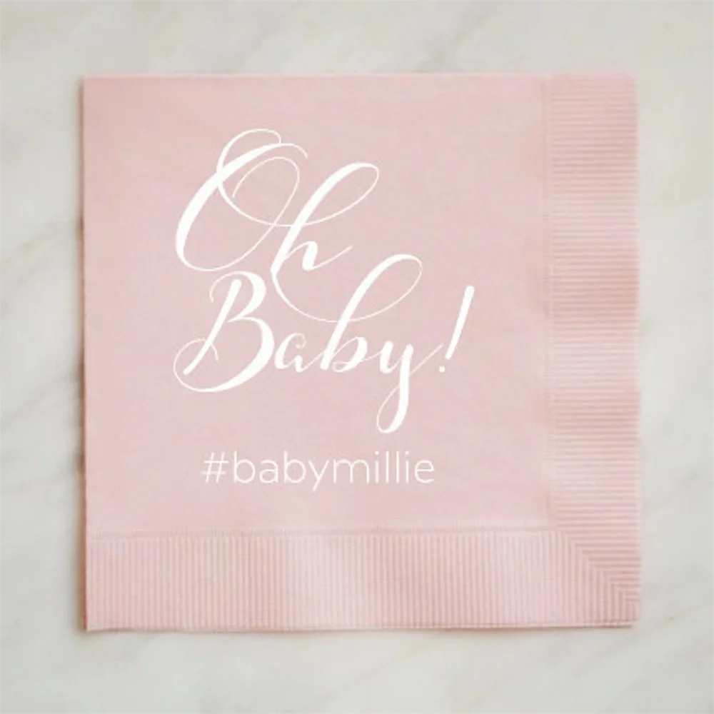 50PCS Personalized Oh Baby Napkins, Baby Shower Napkins, Gender Reveal Napkins, Cocktail Napkins, Boy Baby Shower, Girl Baby Sho