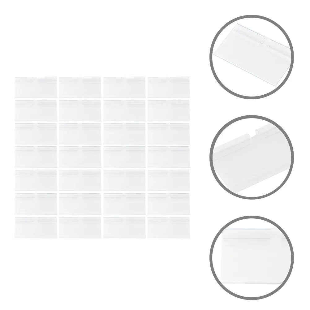 50Pcs PVC Label Holder Clear Shelf Sign Display Frame for Retail Supermarket Price Tags Advertisements Instructions Storage Bins