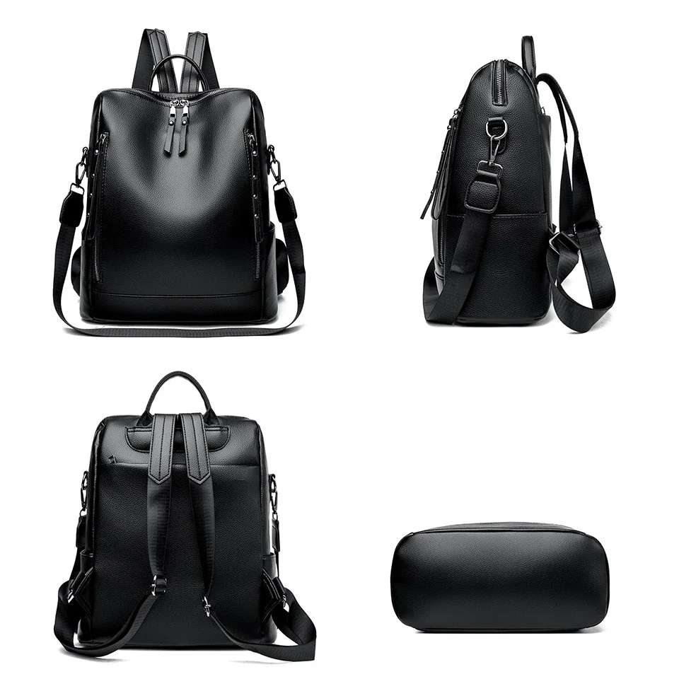 Multifunctional Backpack Luxury Women Leather School Backpacks for Girls Designer Casual Daypack High-Capacity Travel Backpack