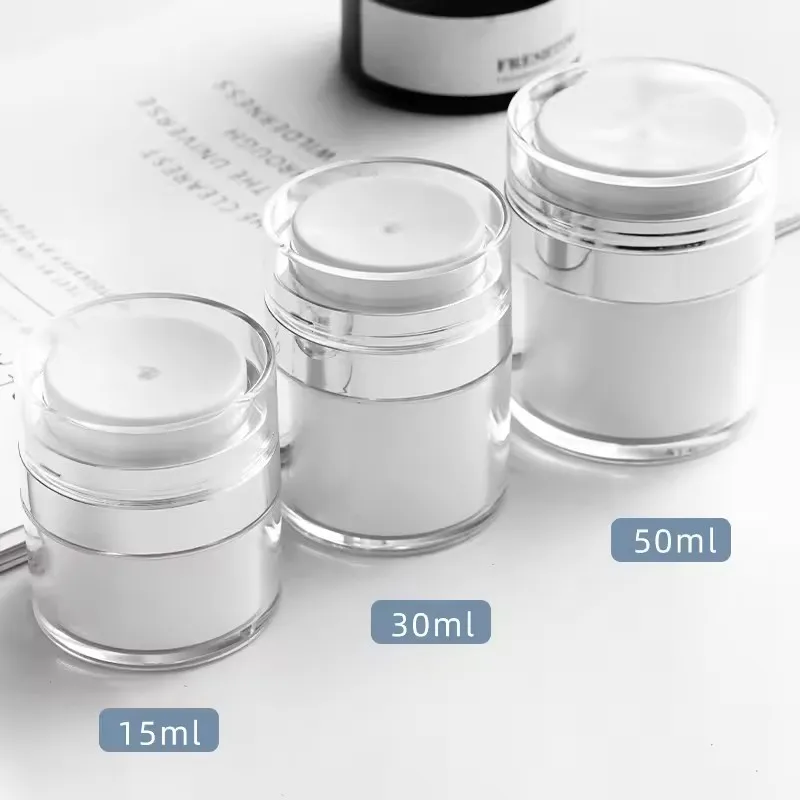 Cream Jar Vacuum Bottle Airless Pump Jar Travel Containers For Lotion Leak Proof Empty Refillable Cosmetic Acrylic Jar Container