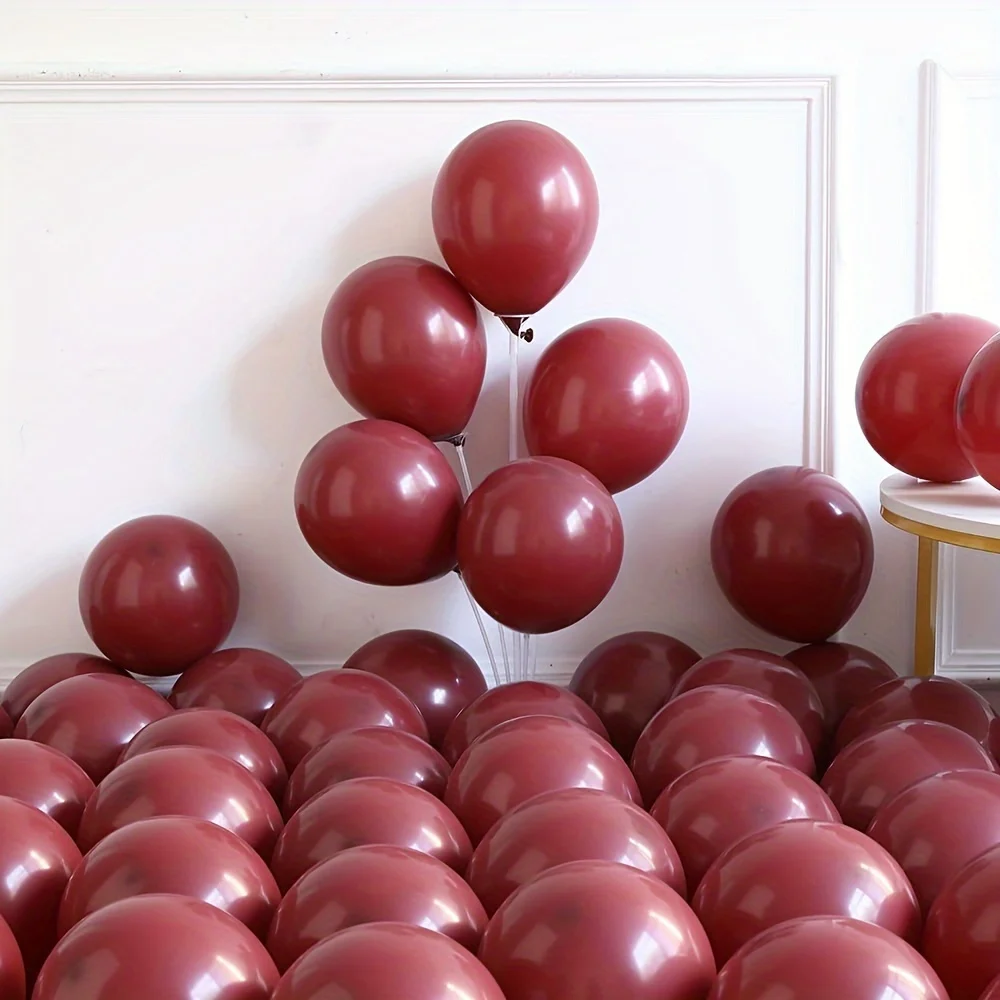 123pcs Burgundy Balloon Garland Arch Kit, Burgundy and Sand White Metallic Gold Balloons for Maroon Wedding Valentines Day Baby Shower Birthday Wedding Wine Party Decorations - view 2