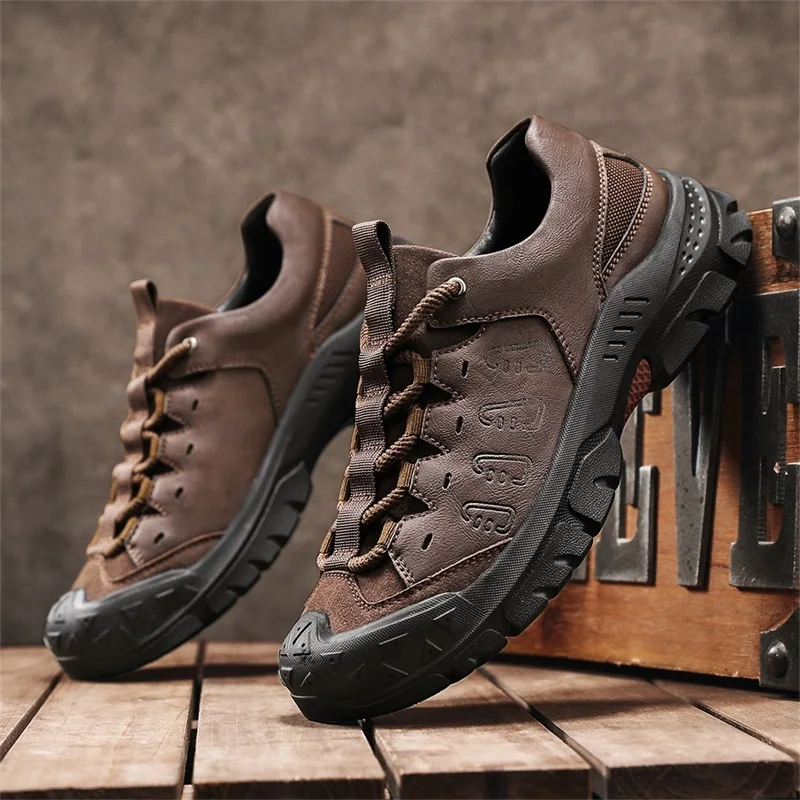 

Мужские кроссовки, высококачественная кожаная спортивная обувь для мужчин, новинка 2025 года, повседневная прогулочная обувь, нескользящая износостойкая уличная обувь