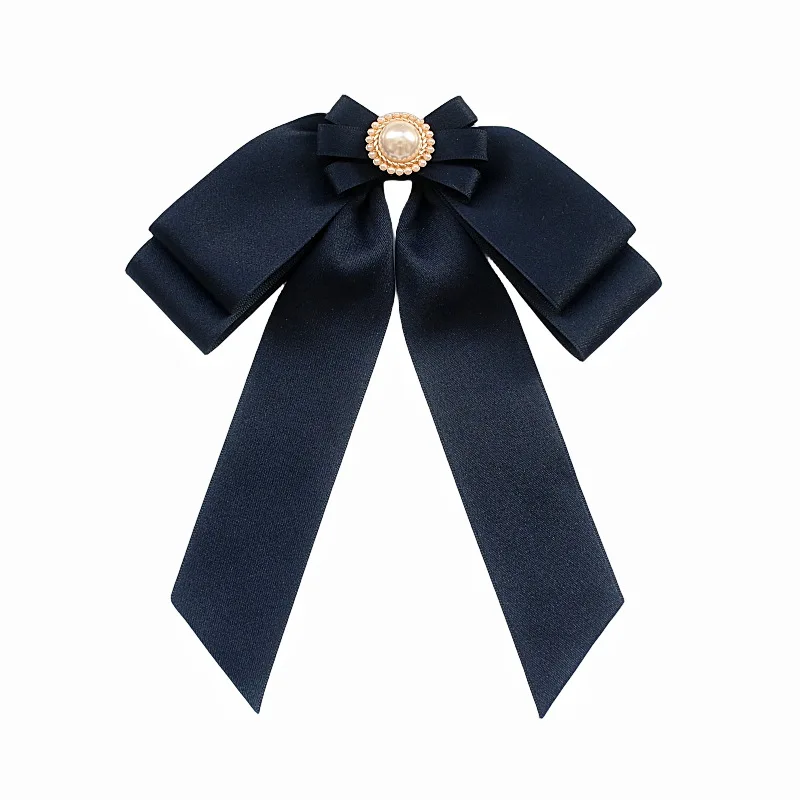 Korean Fabric Art Bow Brooch Pearl Shirt Collar Pins Fashion Handmade Brooches Clothing Wedding Party Clothes Accessories