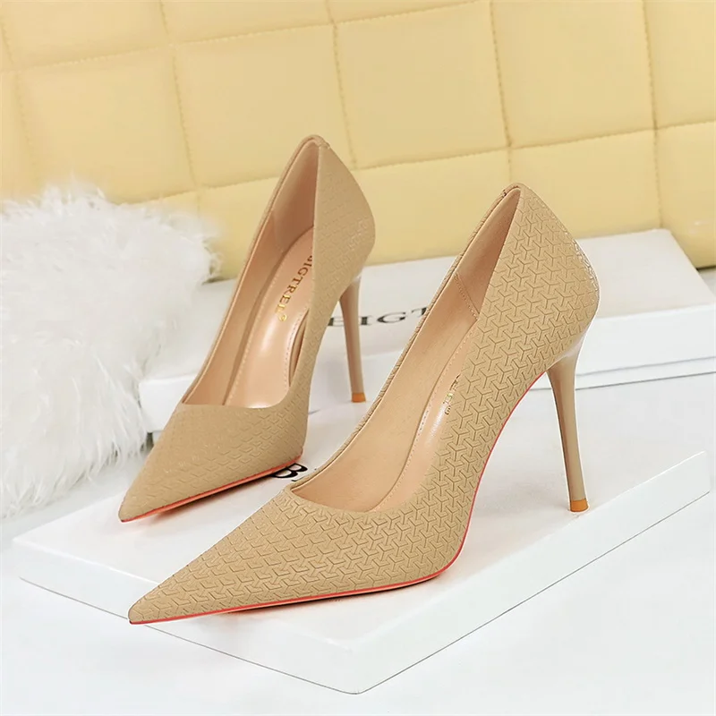 Escarpins à talons hauts College pour femmes, mode amincissante, doux, tissage pointu, Parker ingent, Stiletto, soirée, bureau, mariage, chaussures simples