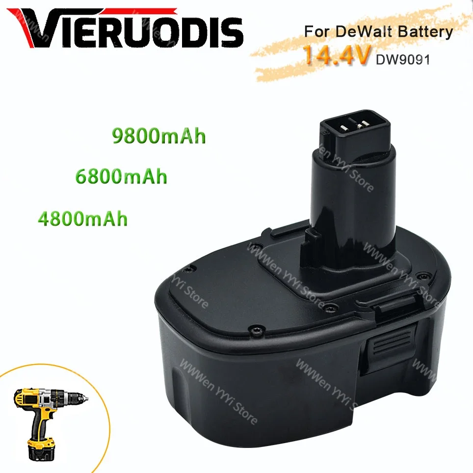 

14.4V 9800mAh for Dewalt Ni-MH Replacement Battery 14.4V XRP DC9091 DC9094 DW9091 DE9091 DE9092 14.4 Volt Cordless Power Tools