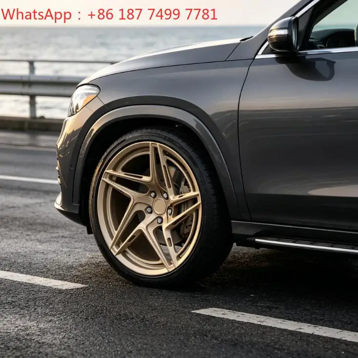 19-24 Inch Gold Bronze Split 5 Spoke Lightweight 1 Piece Factory Custom Forged Car Alloy Wheel Rims Luxury Sport Wheels