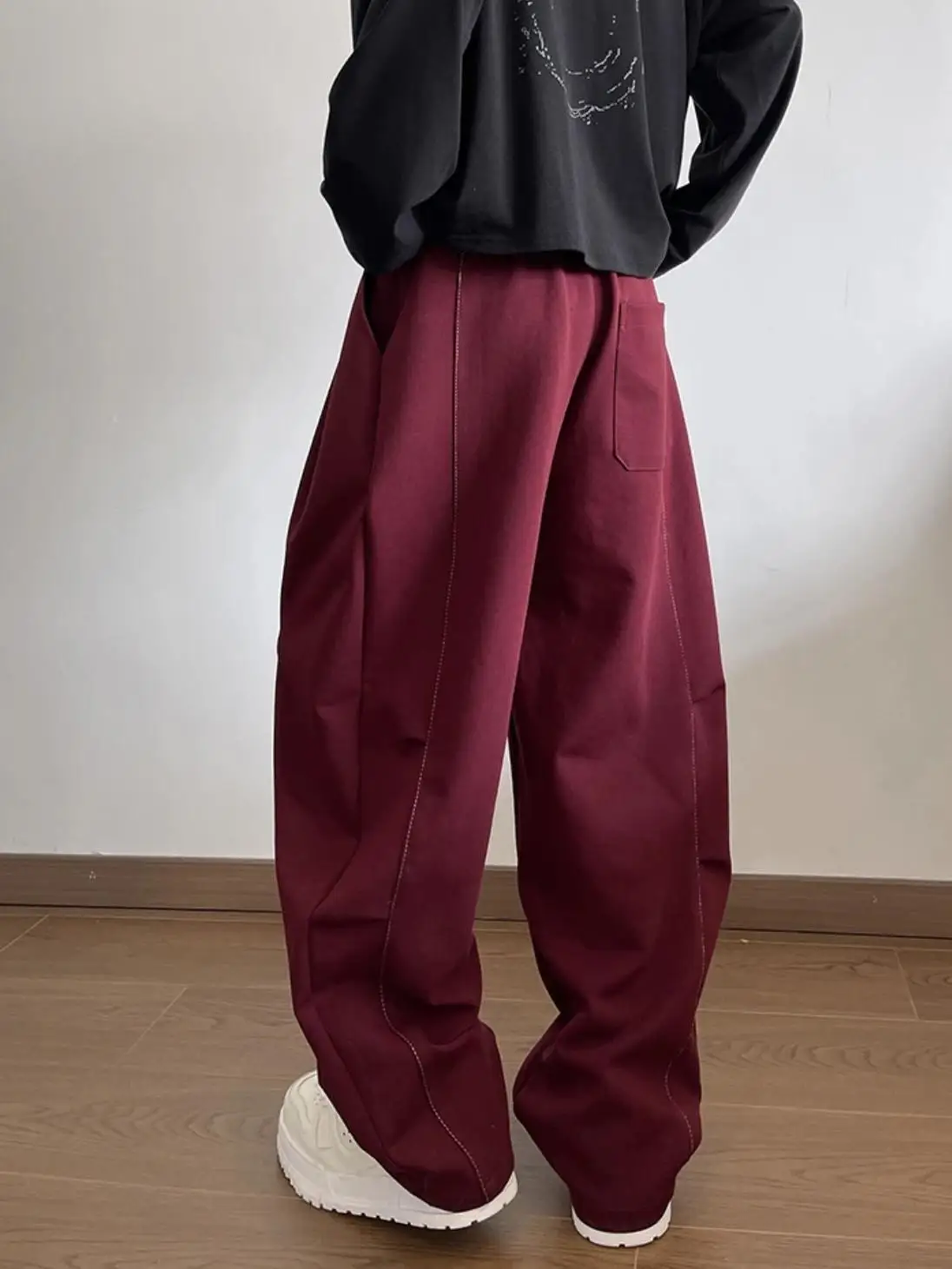 

Spring Autumn American High Street Loose Men's Fashionable Casual Pants Straight Leg Wide Leg Straight Cut Decorative Stitch