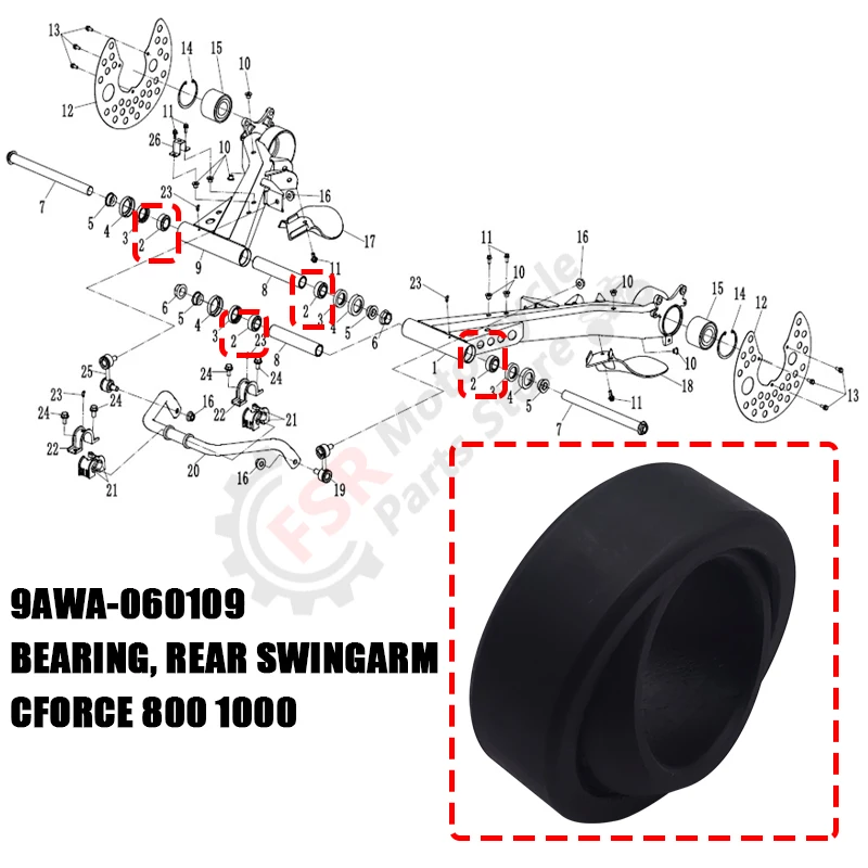 Подшипник маятника подходит для квадроциклов CFMoto CFORCE 800 1000 TOURING 1000 OVERLAND CF1000AZ-2A, 9AWA-060109