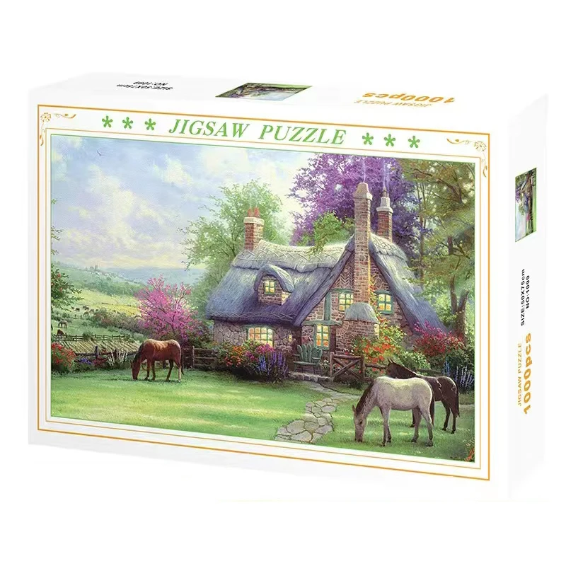 Funny 70*50cm Puzzle 1000 Pieces Tube Rural Scenery Puzzles Toys For Children Learning Education Brain Teaser Assemble Toy Games