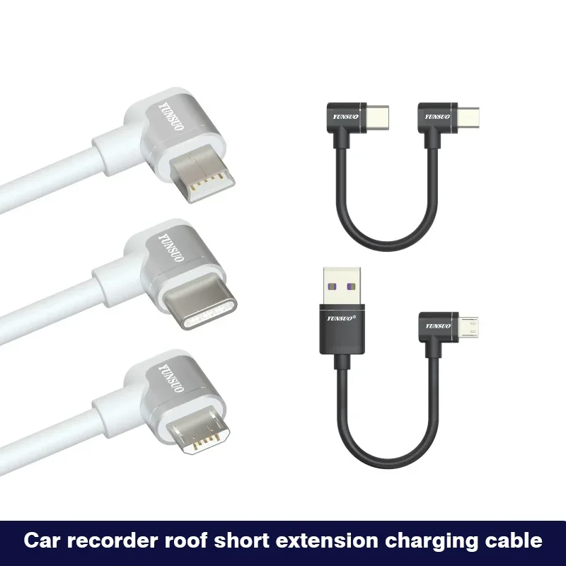 Rodzaj USB-C Mini 5Pin Micro USB z podwójnym kątem 90 stopni krótki kabel ładowania 10cm - 5m dla 5v 1A 2A 2.4A kamera samochodowa