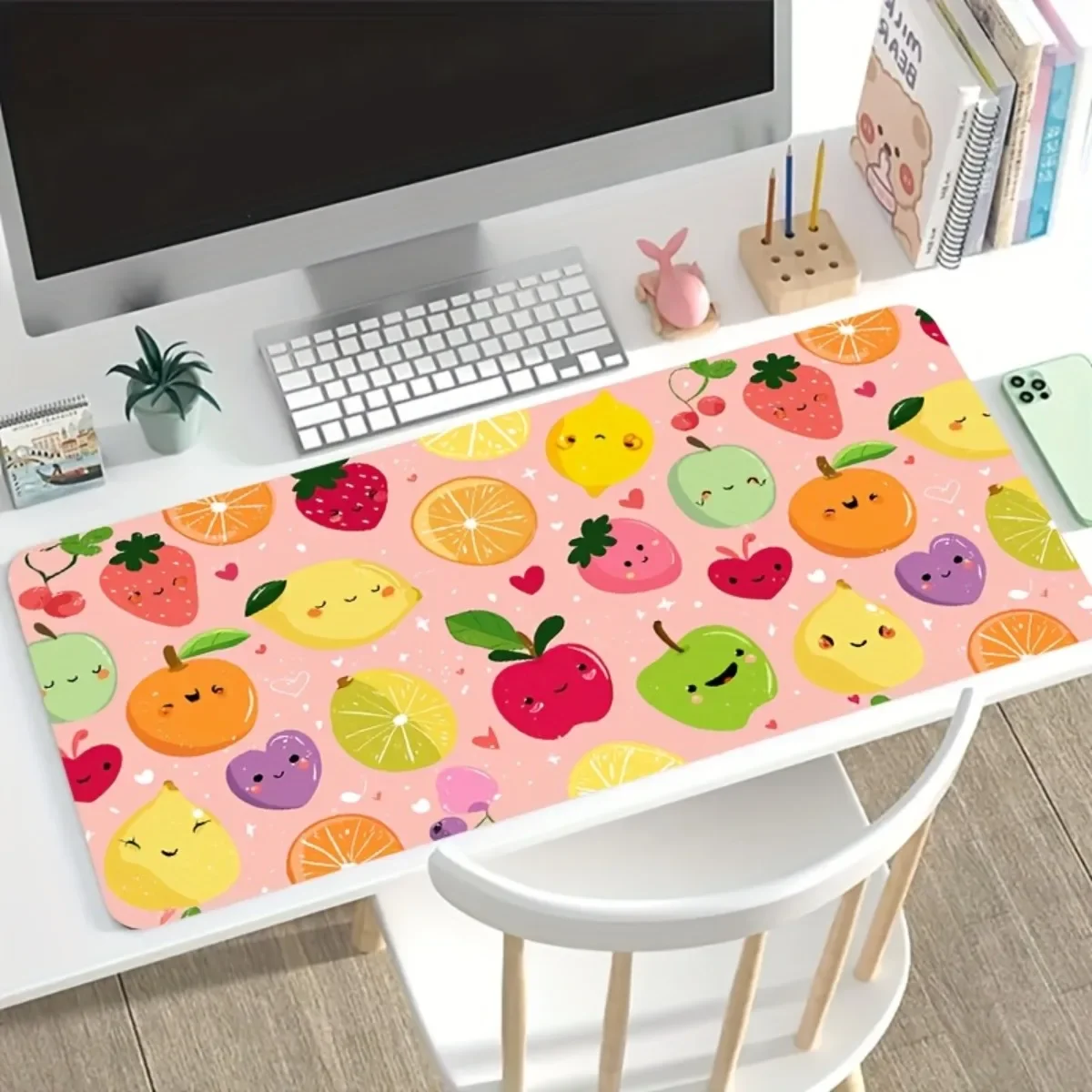 Cartoon Joyful Fruit Mouse Pad Fresh All-over Print Non-Slip Washable Rubber Base Gaming Computer Desk Mat