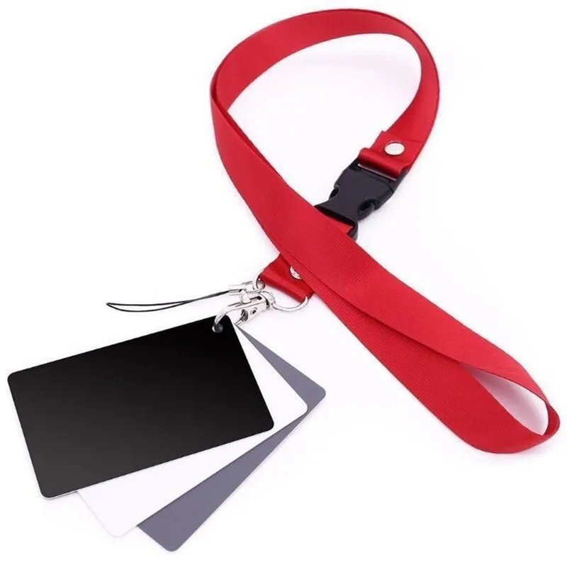 

3 in 1 Pocket-Size Digital 18% White Black Grey Balance Cards With Neck Strap Set for Digital Camera Photography Photo Studio