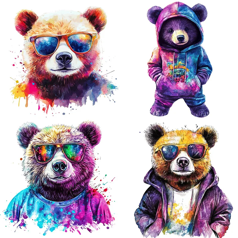 C1198# Cool Teddy Bear Self-Adhesive Stickers,Wall Decal Removable, Vinyl Car Sticker for Bathroom Decor, Outdoor Indoor  Use
