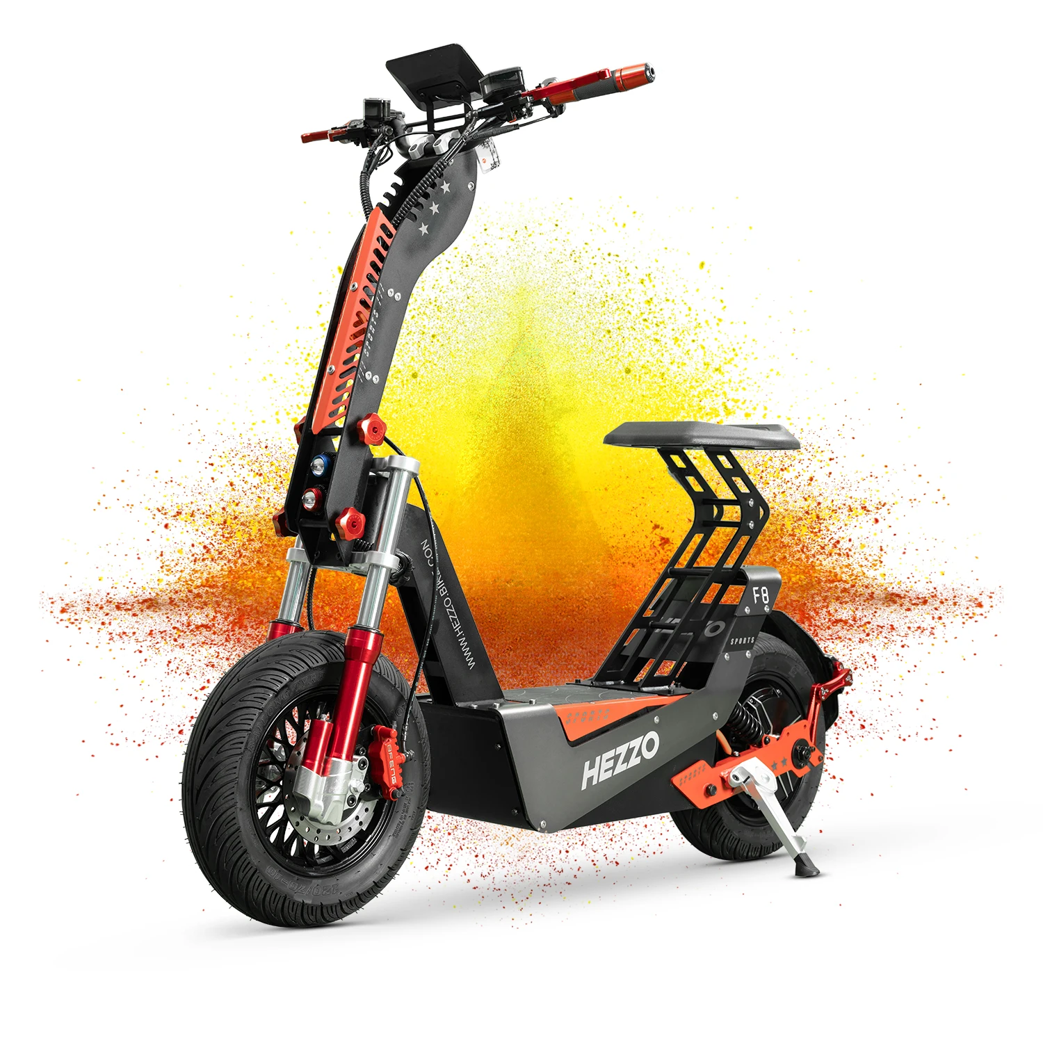 HEZZO F8 Electric Scooter 72v 8000W 62.5MILES 50Ah Off road Scooter 16 inch Fat Tire Adult Seated Electric Scooter