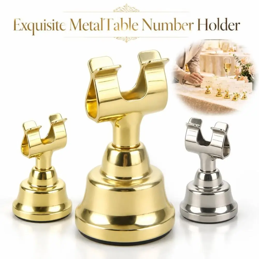 Modern Metallic Table Number Holder Reusable Mini Place Card Holder U‑shaped Stable Menu Card Stand Wedding Banquet