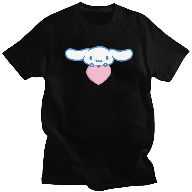 

Красивая футболка Cinnamoroll на заказ, мужская футболка из чистого хлопка с коротким рукавом, повседневная футболка с мангой, модная футболка