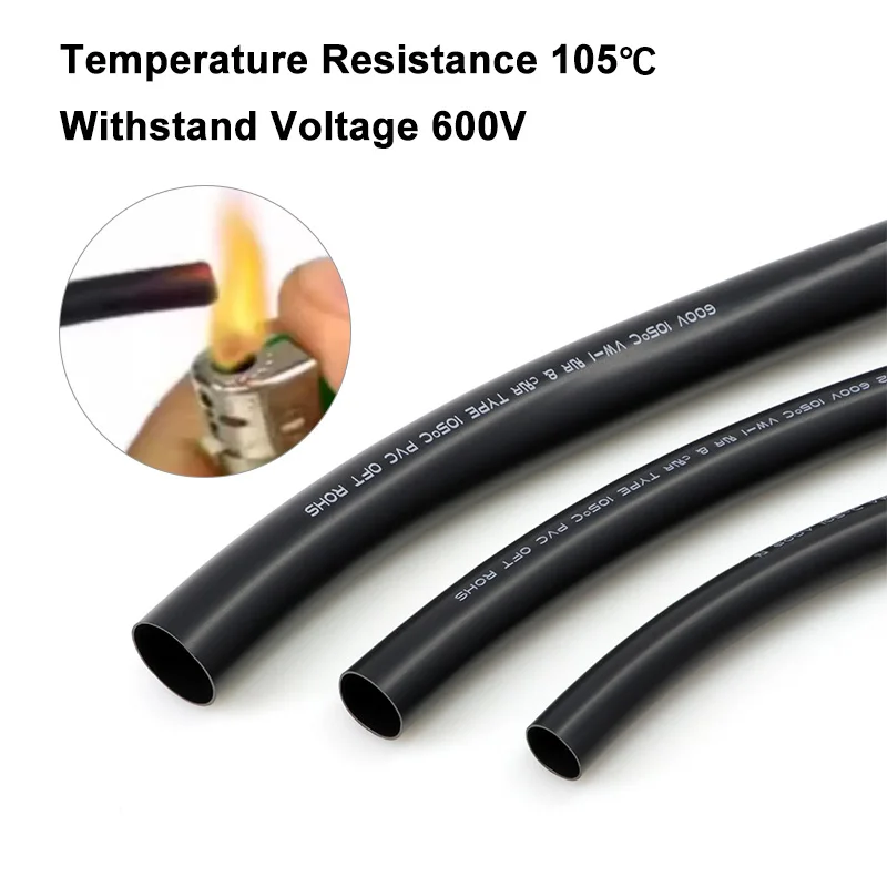 PVC Plastic Hose Dia 1mm - 20mm Non Shrink Black Flame-retardant Wire Protection Conduit Threading for Automotive Wiring Harness