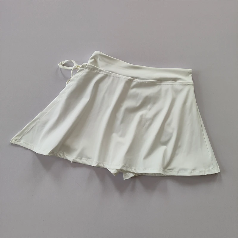 Sport-Yoga-Rock, Badminton-Tennis-Rockhose, halblanger, schnelltrocknender Rock mit Taschen, Rockhose mit seitlichem Schlitz und Trägern für Outdoor-Aktivitäten – Detail 5