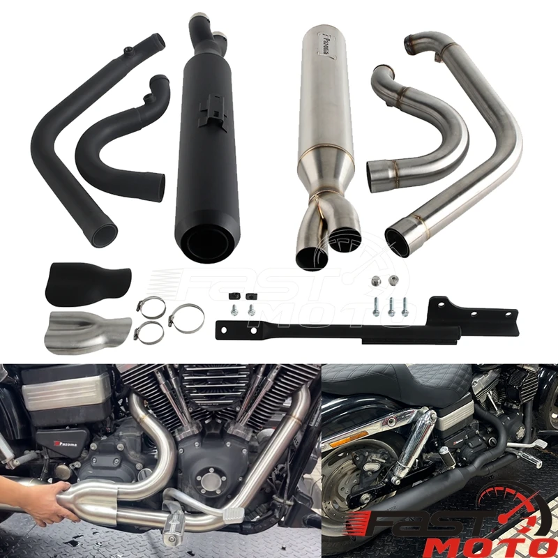 2006-2017 For Harley Dyna w/ Mid-Controls or Forward Controls Exhaust Systems Motorcycle Accessory Stainless Steel Muffler Pipe