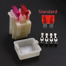 1 Set 2 Way AC Assembly Middle Car Fuse Holder with Terminal Medium Auto Insurance Wire Socket White Standard Fuse Box