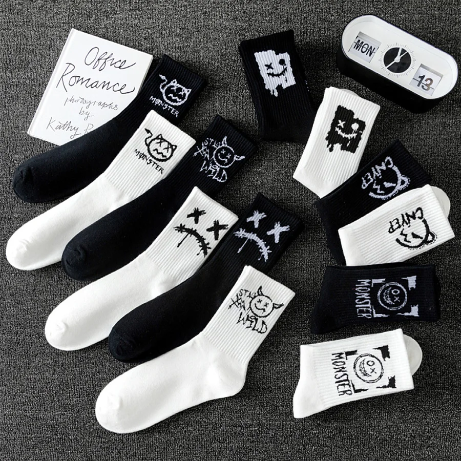 10pcs Men\'s Socks Mid Length Socks Hip Hop Sports Socks For Men Breathable Sweat Wicking Versatile Socks