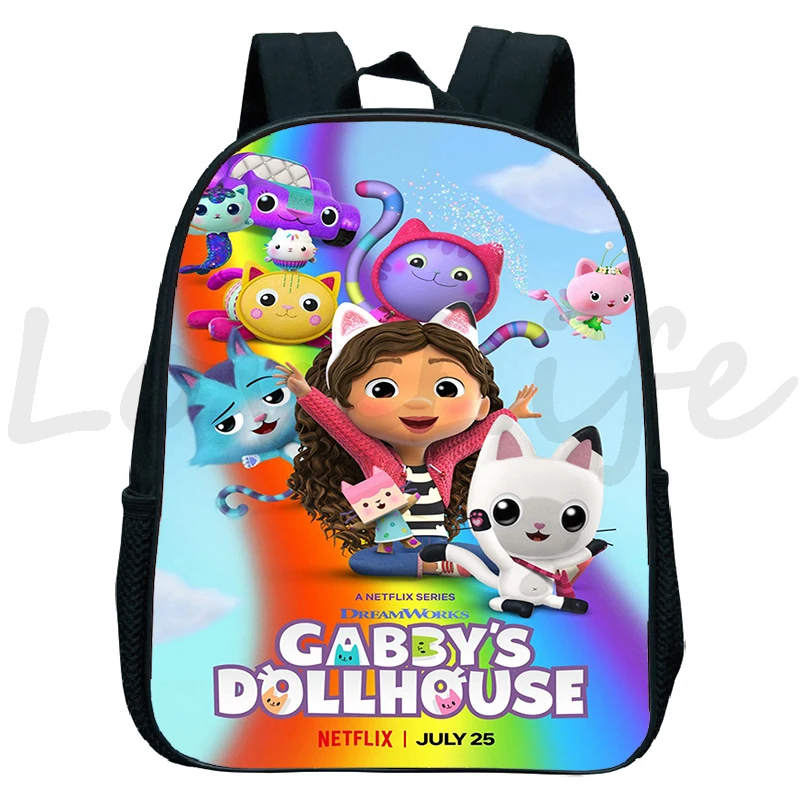 Bonito casa de bonecas de gabby mochila escolar meninas mochilas primárias crianças dos desenhos animados mochila à prova dwaterproof água rusksack