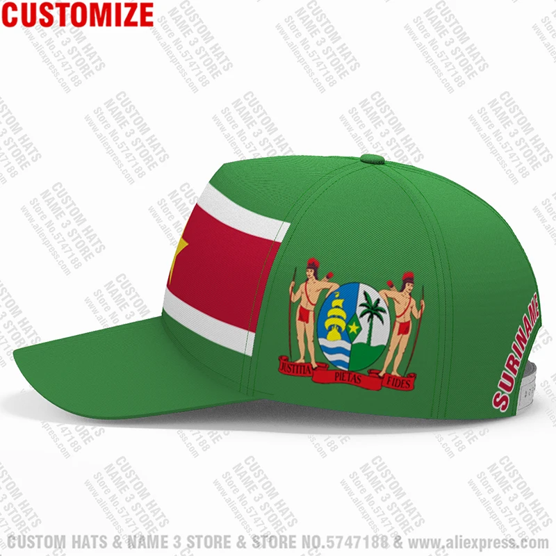 Suriname Baseball Caps Freies Nach Maß Name Anzahl Team Logo Sr Hut Sur Land Reise Dutch Nation Sranan Flagge Sarnam kopfbedeckungen