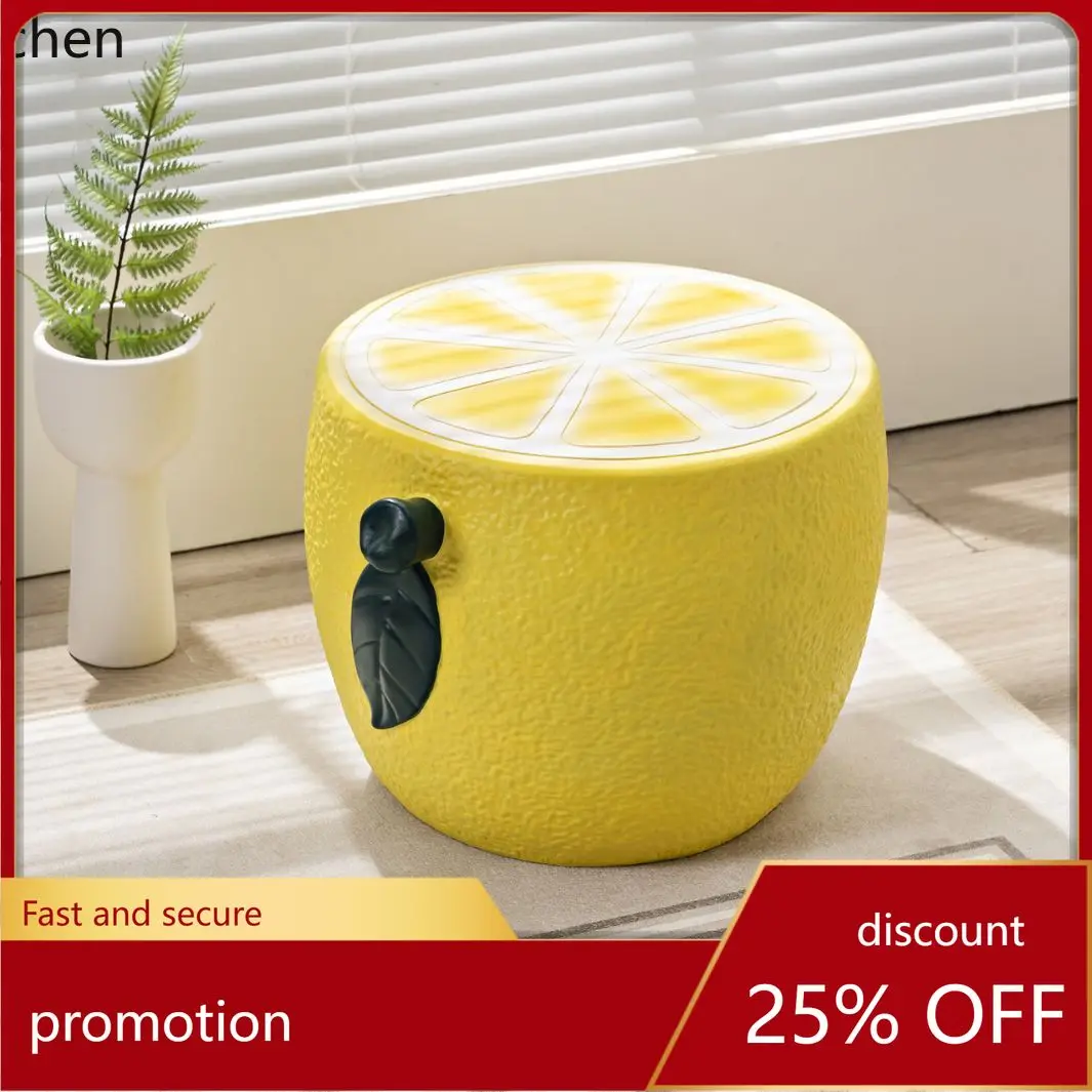 HT Creative Lemon Stool Living Room Fashion Low Stool Cute Fresh Lemon Shape Shoe Changing Stool