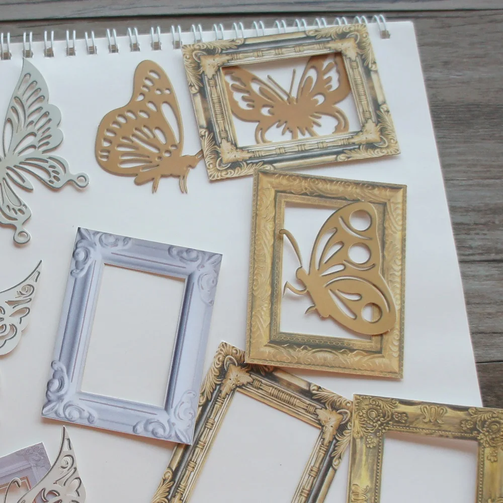 

20 Pcs Butterfly Photo Frame Pink Blue White Yellow Design As Tag Gift Decoration Scrapbooking Craft Paper DIY Background Paper