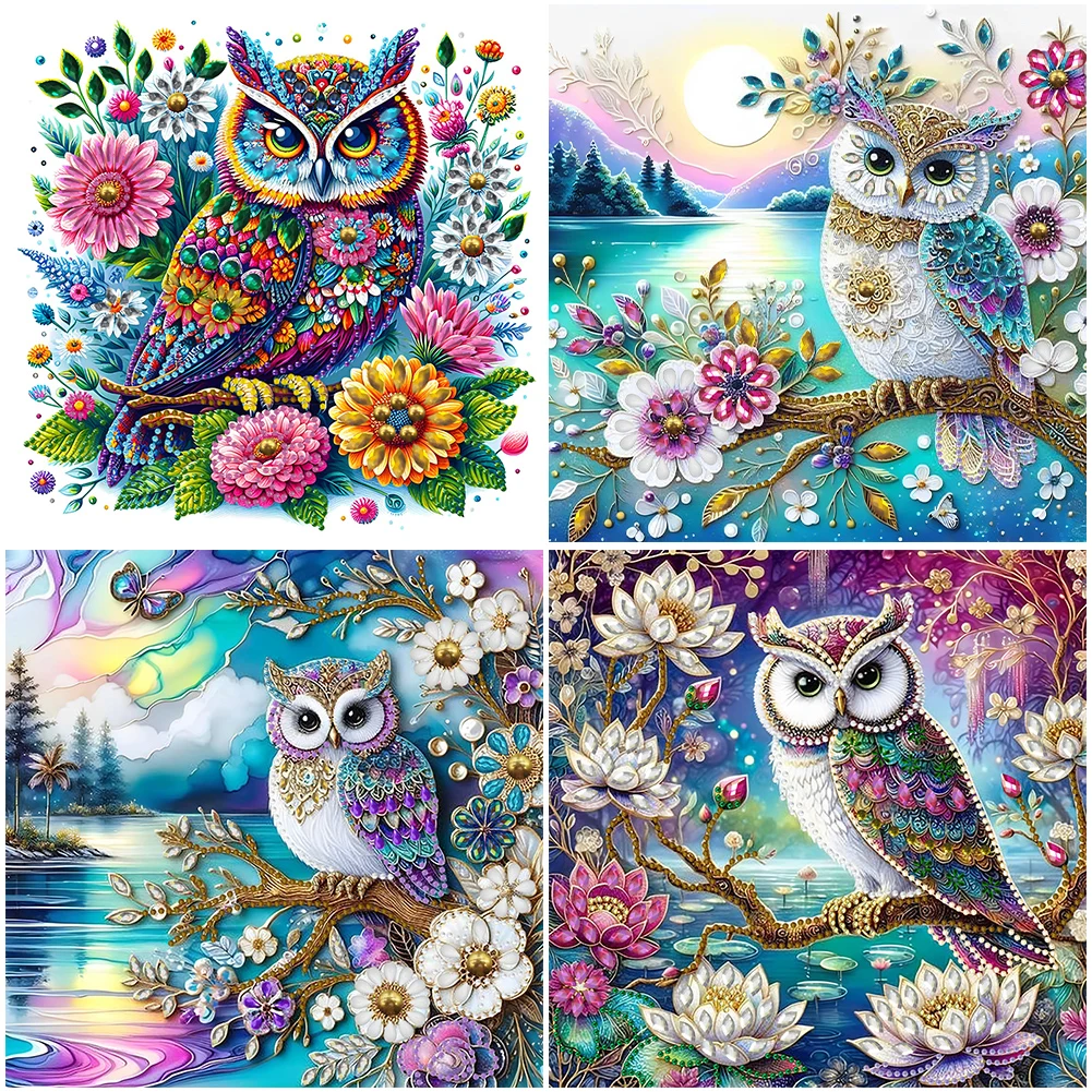 5D DIY Partial Special Shaped Drill Diamond Painting Kit Owl Decoration