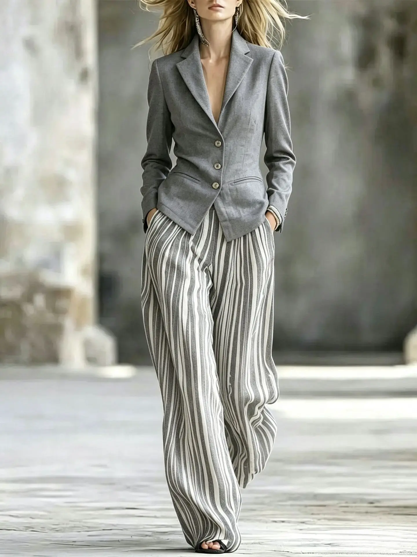 Commuting Style Long Pants Set Elegant Autumn Winter Versatile Single Breasted Long Sleeved Suit Jacket Long Pants Two-piece Set 11