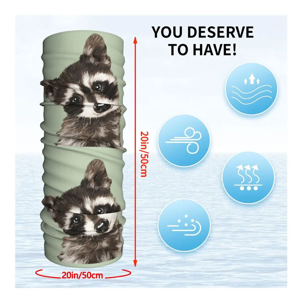 Baby Raccoon 01 Tapestry Bandana Neck Gaiter Printed Balaclavas Wrap Scarf Multifunctional Cycling Running for Men Adult