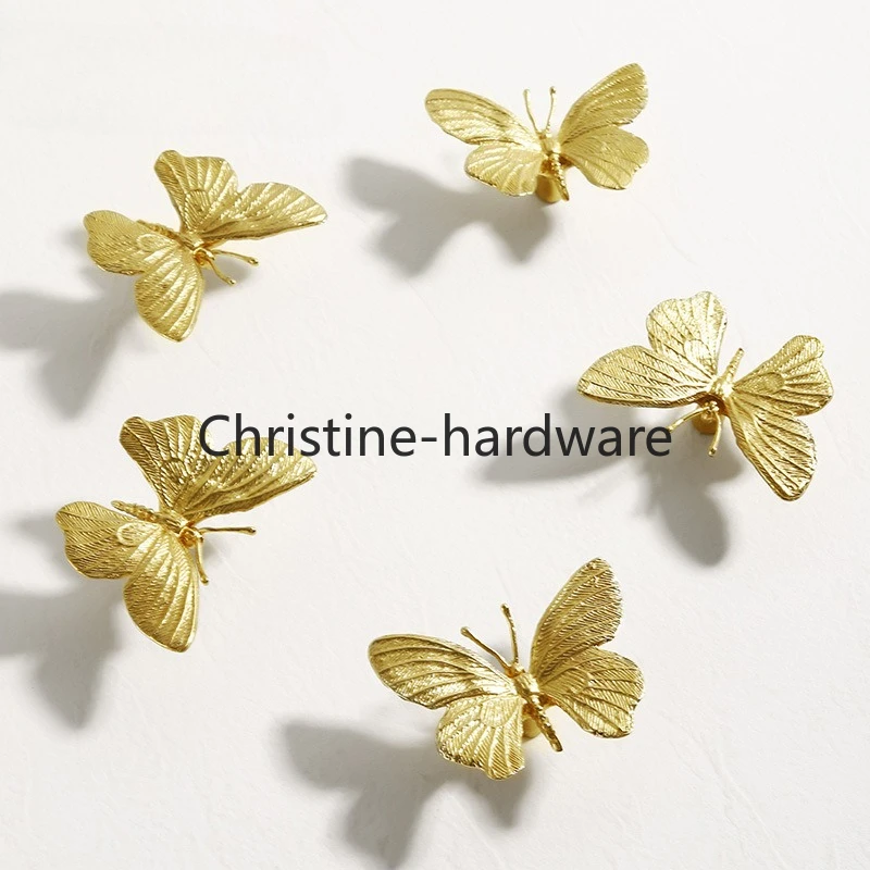 Personalized Butterfly Handle New Brass Wardrobe Handle Creative Craftsmanship Children's Room Clothes Cabinet Handle
