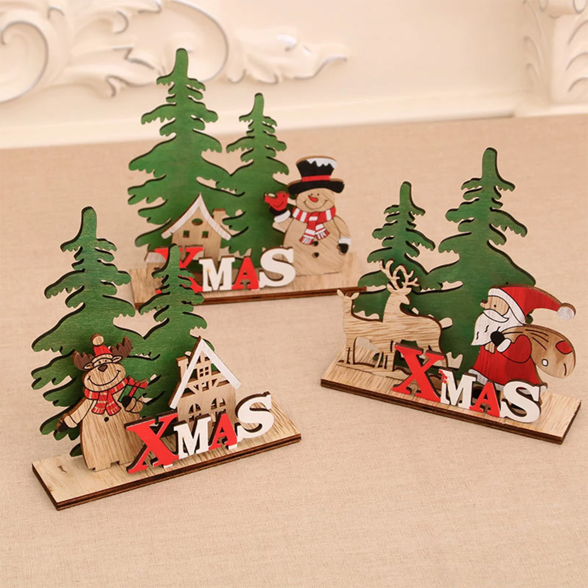 QIFU Xmas Noel Wooden Christmas Ornaments Merry Christmas Decor for Home 2024 Navidad Cristmas Decor Xmas Gifts New Year 2025